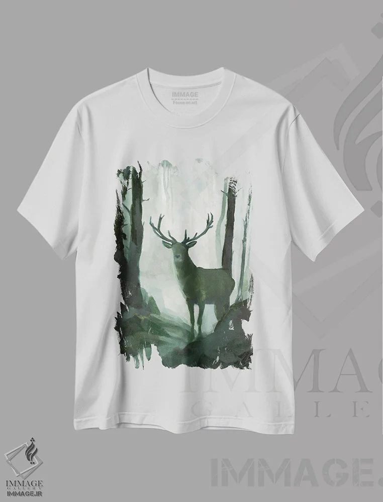 تیشرت سفید طرح دار حیوانات ابتدایی I، دکور کلبه و لژ اثر جیکوب گرین | immage.ir