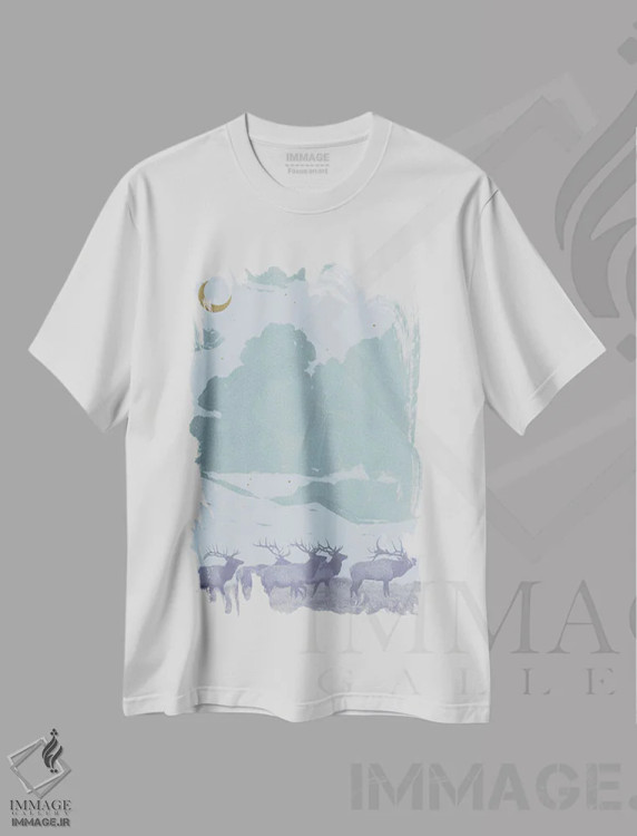 تیشرت سفید طرح دار گوزن پاپ آرت I، تزئینی اثر جیکوب گرین | فروشگاه ایماژ