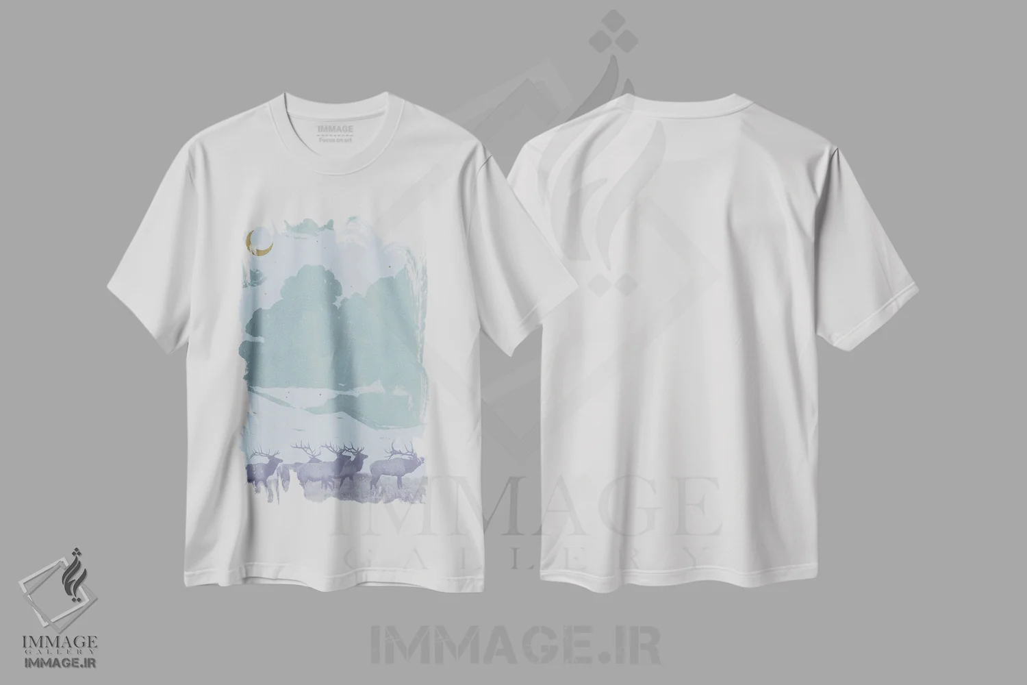 تیشرت سفید طرح دار گوزن پاپ آرت I، تزئینی اثر جیکوب گرین | فروشگاه ایماژ