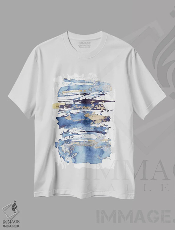 تیشرت سفید طرح دار شیفتگی آبی I اثر جولیا کونتاسسی | فروشگاه ایماژ