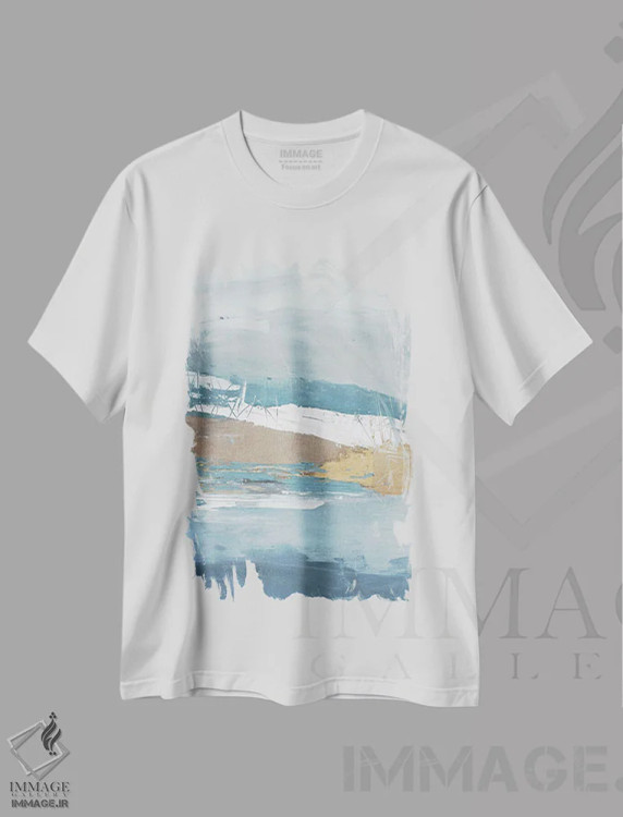 تیشرت سفید طرح دار آشوب دلپذیر بی رنگ اثر جولیا کونتاسسی | immage.ir