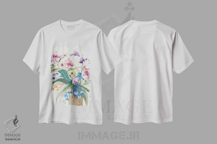 تیشرت سفید طرح دار نغمات علفزار، دکور معاصر اثر جیکوب کیو | فروشگاه ایماژ