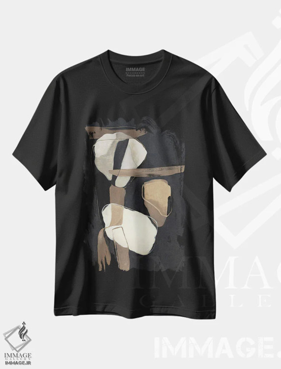 تیشرت مشکی طرح دار همه به هم پیوسته، آبستره اثر جیکوب کیو | فروشگاه ایماژ