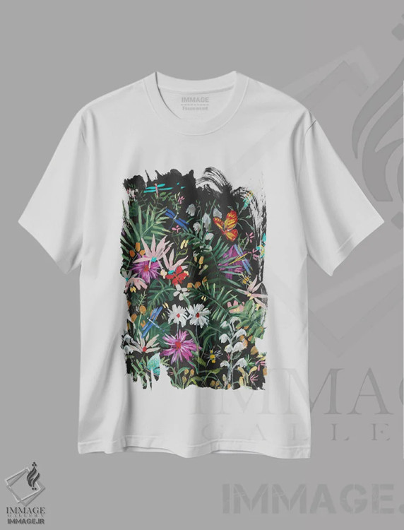 تیشرت سفید طرح دار گل های وحشی نیمه شب، دکور معاصر اثر جیکوب کیو | immage.ir