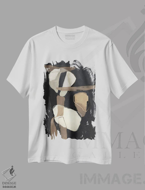 تیشرت سفید طرح دار همه به هم پیوسته، آبستره اثر جیکوب کیو | immage.ir