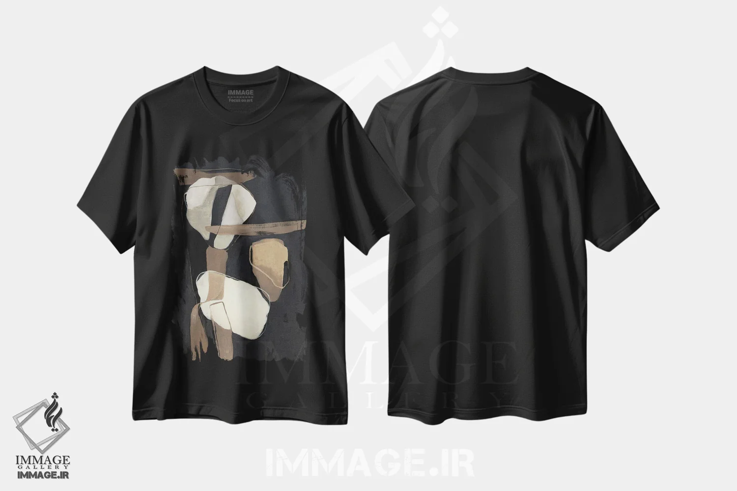 تیشرت مشکی طرح دار همه به هم پیوسته، آبستره اثر جیکوب کیو | فروشگاه ایماژ