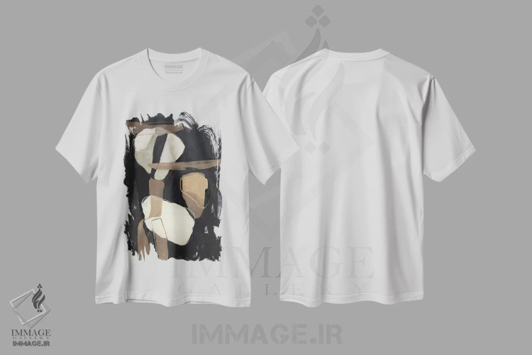 تیشرت سفید طرح دار همه به هم پیوسته، آبستره اثر جیکوب کیو | immage.ir