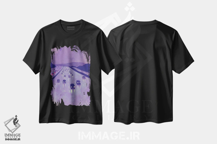 تیشرت مشکی طرح دار منظره شب I، هنر دیجیتال اثر جوزپه کریستیانو | فروشگاه ایماژ