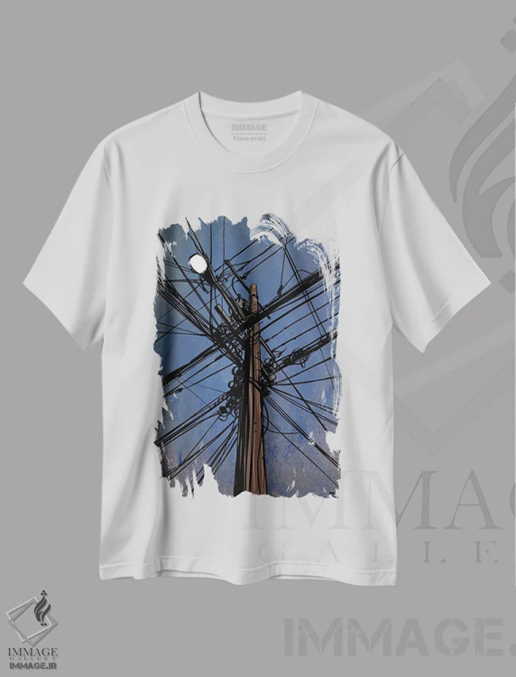 تیشرت سفید طرح دار سیم ها III، هنر دیجیتال اثر جوزپه کریستیانو | فروشگاه ایماژ