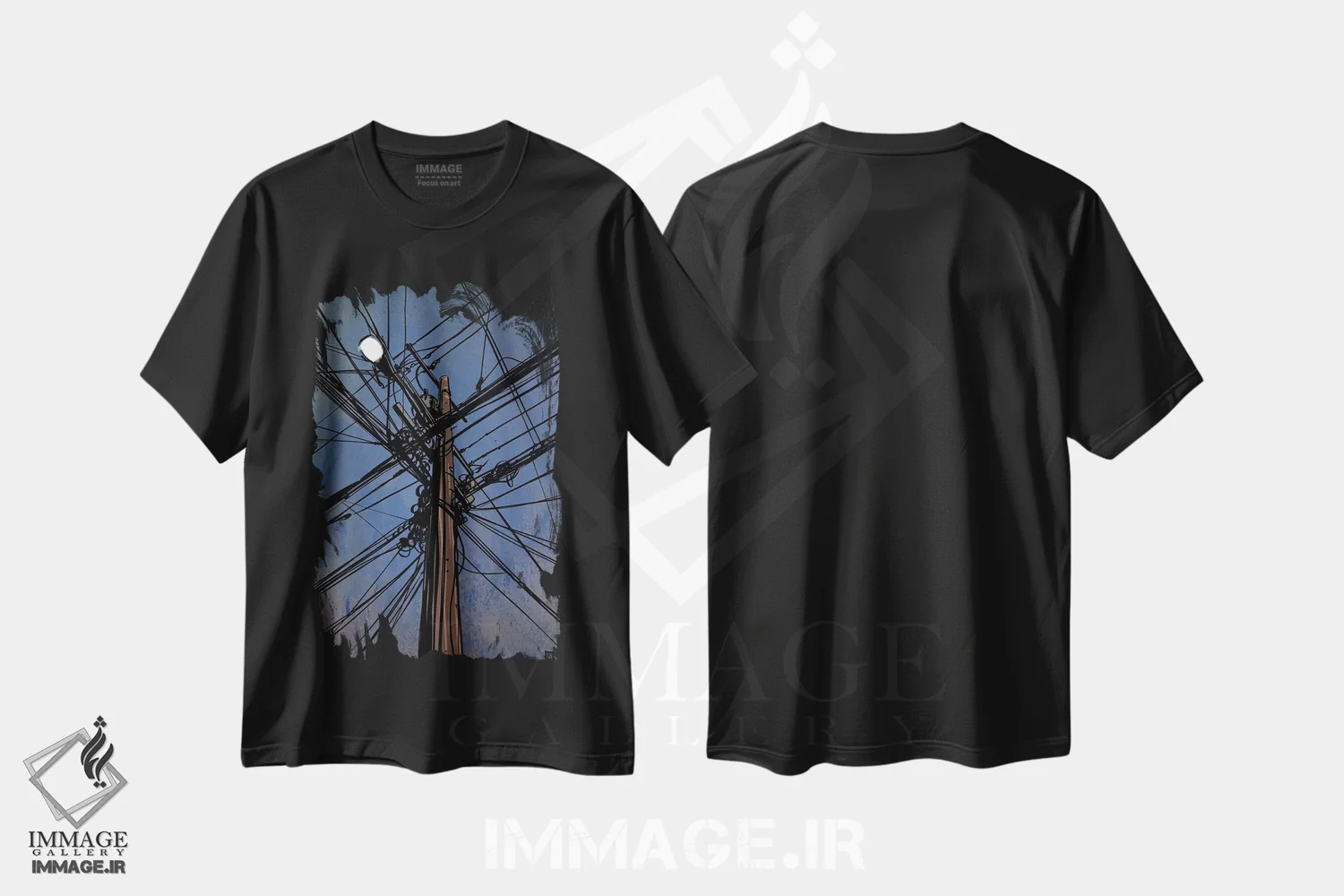 تیشرت مشکی طرح دار سیم ها III، هنر دیجیتال اثر جوزپه کریستیانو | immage.ir