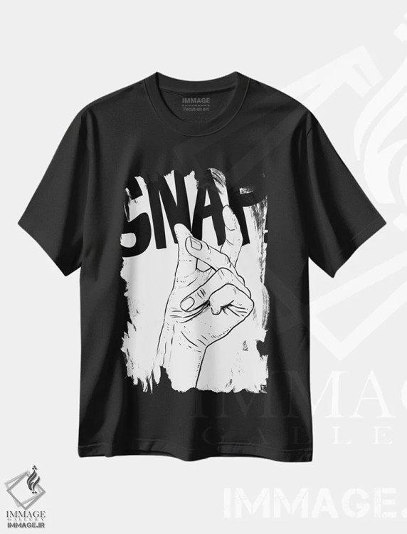تیشرت مشکی طرح دار ضربه!، تایپوگرافی اثر جوزپه کریستیانو | فروشگاه ایماژ