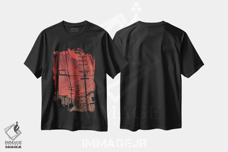 تیشرت مشکی طرح دار سیم ها ۴ اثر جوزپه کریستیانو | immage.ir