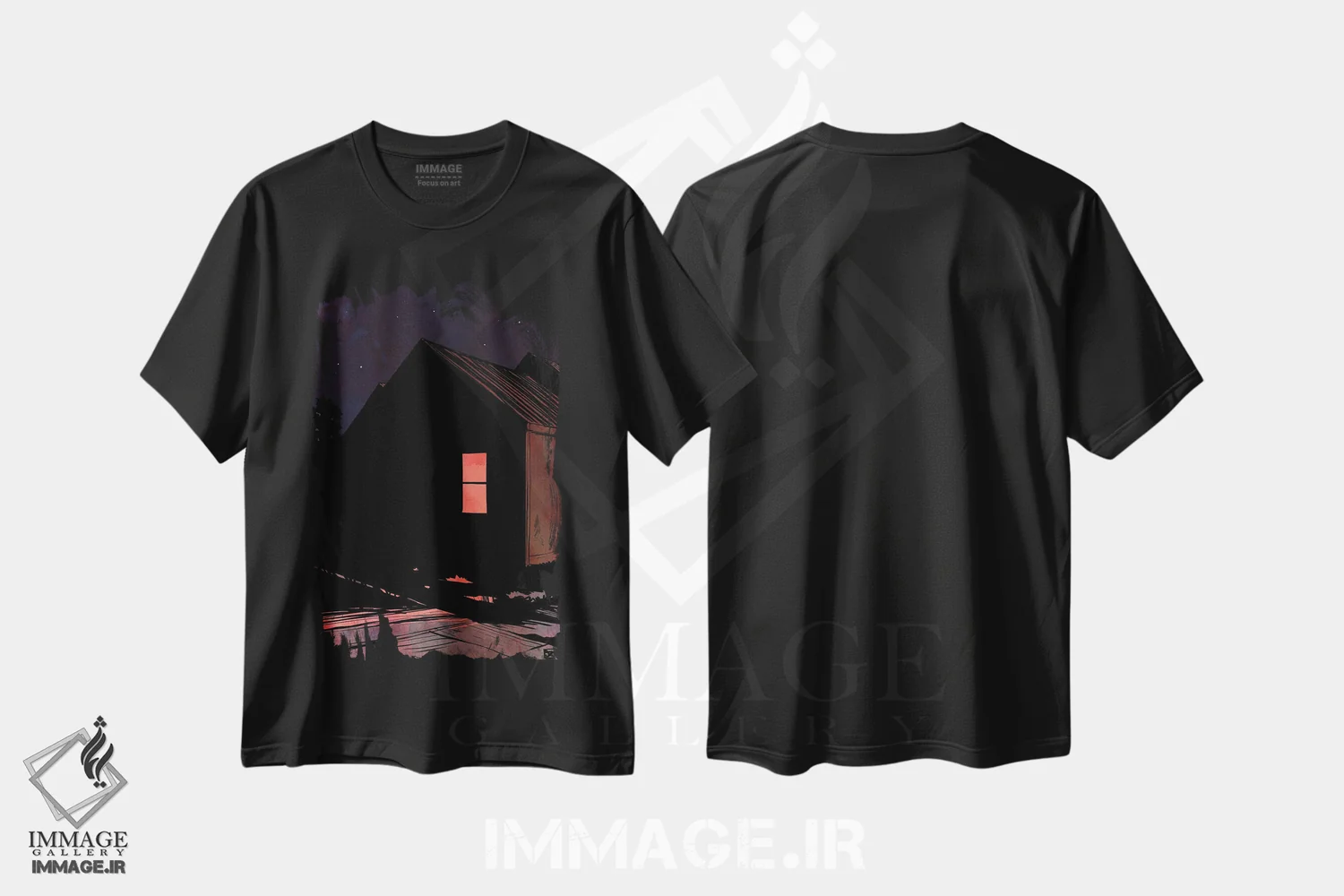تیشرت مشکی طرح دار اتاق پشتی، هنر فاخر معاصر اثر جوزپه کریستیانو | فروشگاه ایماژ