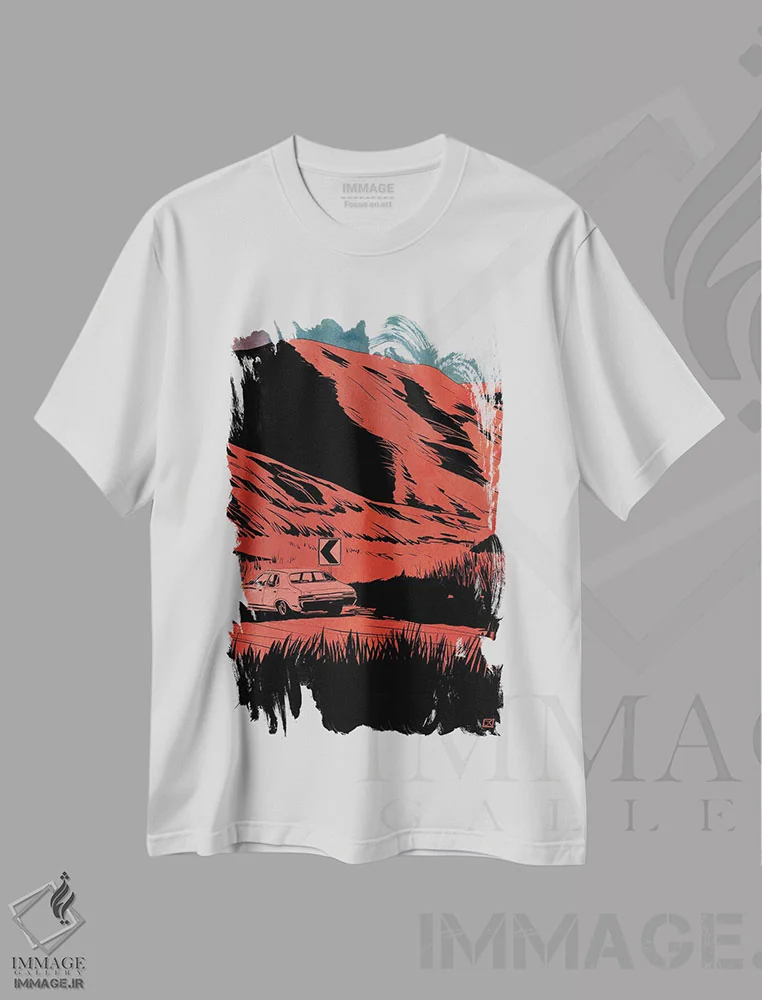 تیشرت سفید طرح دار جادهٔ دره، هنر فاخر معاصر اثر جوزپه کریستیانو | immage.ir