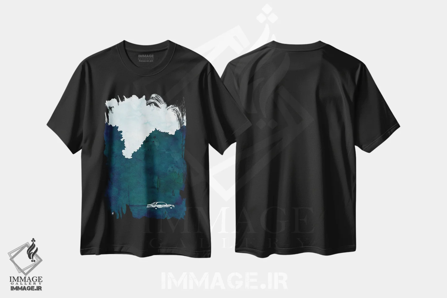 تیشرت مشکی طرح دار انتظار، هنر فاخر معاصر اثر جوزپه کریستیانو | فروشگاه ایماژ