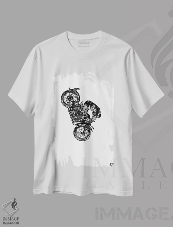 تیشرت سفید طرح دار حرکت نمایشی، هنر تزئینی سیاه و سفید اثر جوزپه کریستیانو | فروشگاه ایماژ
