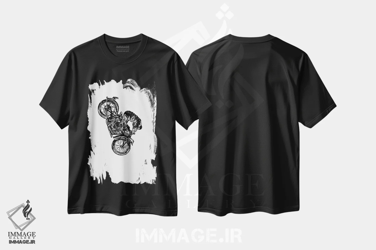 تیشرت مشکی طرح دار حرکت نمایشی، هنر تزئینی سیاه و سفید اثر جوزپه کریستیانو | immage.ir