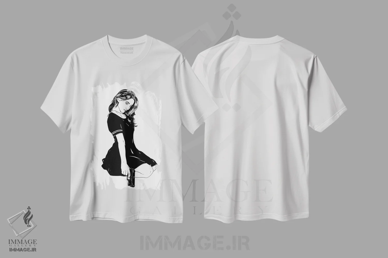 تیشرت سفید طرح دار نگاه مرگبار، هنر تزئینی سیاه و سفید اثر جوزپه کریستیانو | immage.ir