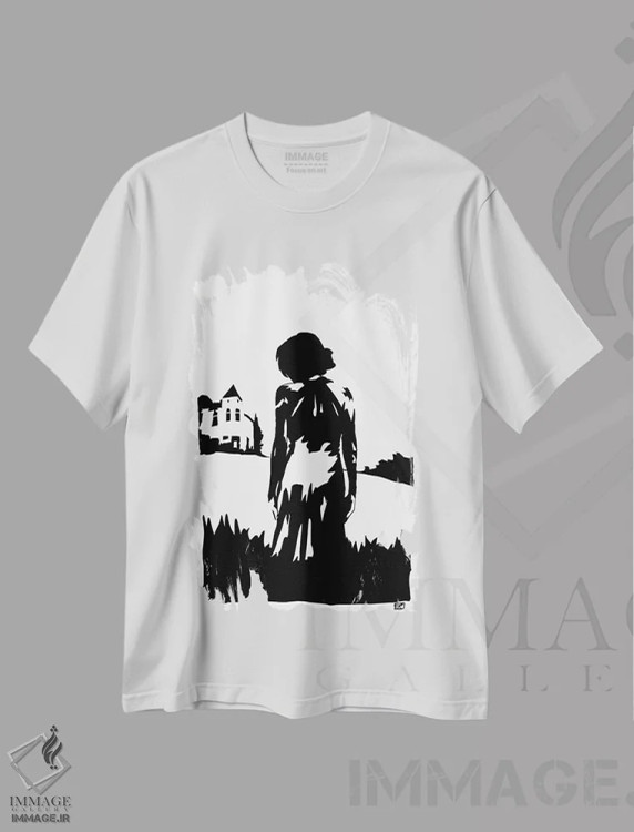 تیشرت سفید طرح دار هنر نوآر ۳، هنر تزئینی سیاه و سفید اثر جوزپه کریستیانو | فروشگاه ایماژ