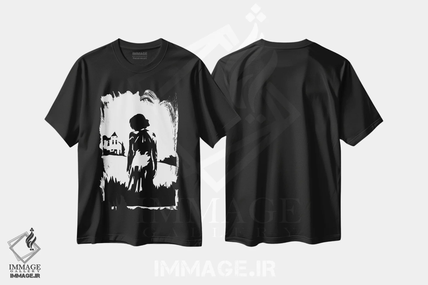 تیشرت مشکی طرح دار هنر نوآر ۳، هنر تزئینی سیاه و سفید اثر جوزپه کریستیانو | immage.ir