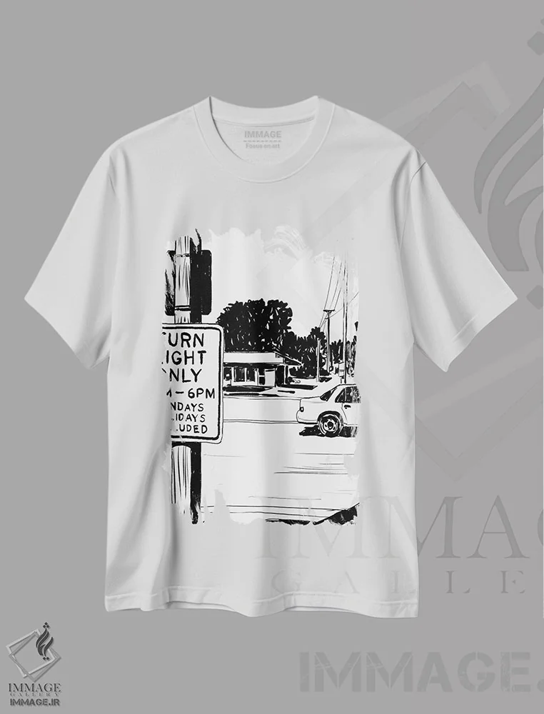 تیشرت سفید طرح دار فقط گردش به راست، هنر تزئینی سیاه و سفید اثر جوزپه کریستیانو | immage.ir