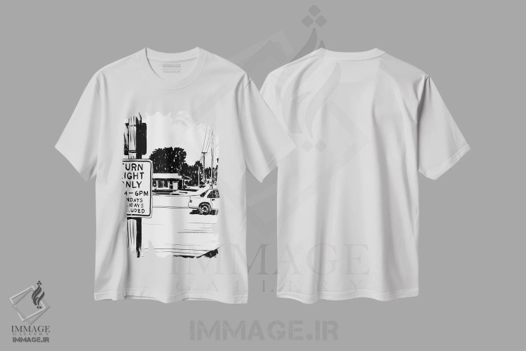 تیشرت سفید طرح دار فقط گردش به راست، هنر تزئینی سیاه و سفید اثر جوزپه کریستیانو | immage.ir