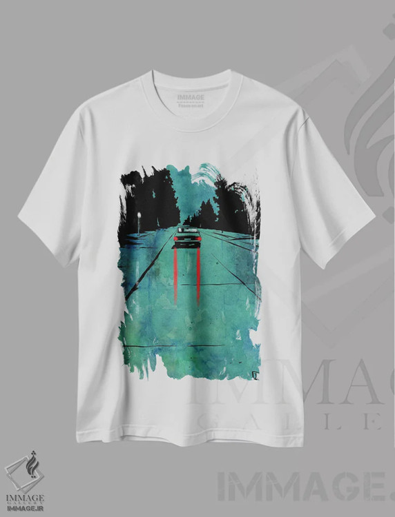 تیشرت سفید طرح دار در حال رفتن، هنر فاخر معاصر اثر جوزپه کریستیانو | فروشگاه ایماژ