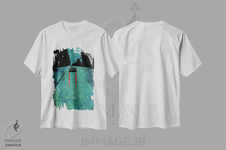 تیشرت سفید طرح دار در حال رفتن، هنر فاخر معاصر اثر جوزپه کریستیانو | فروشگاه ایماژ