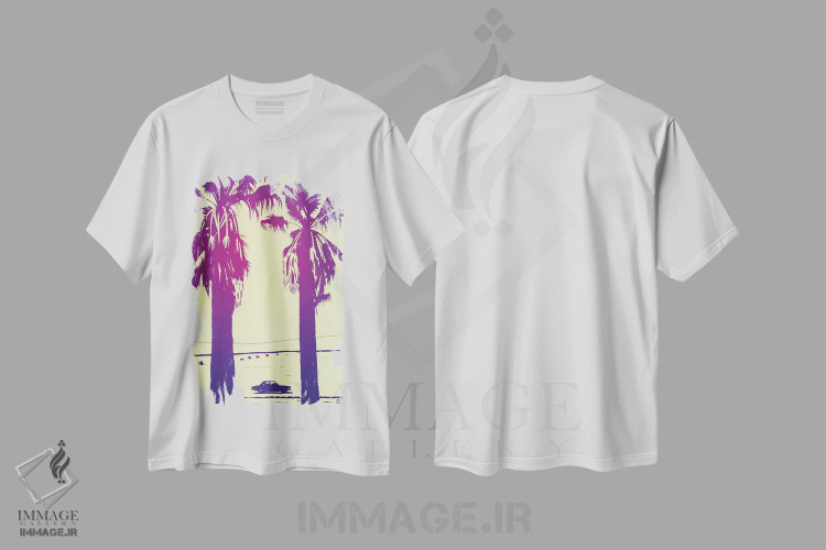 تیشرت سفید طرح دار نخل ها، تزئینی اثر جوزپه کریستیانو | فروشگاه ایماژ