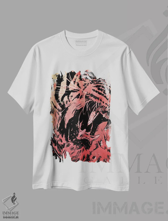 تیشرت سفید طرح دار غرش اثر جوزپه کریستیانو | فروشگاه ایماژ