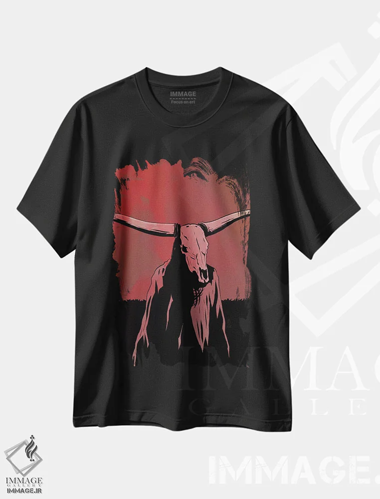 تیشرت مشکی طرح دار جمجمه اثر جوزپه کریستیانو | فروشگاه ایماژ