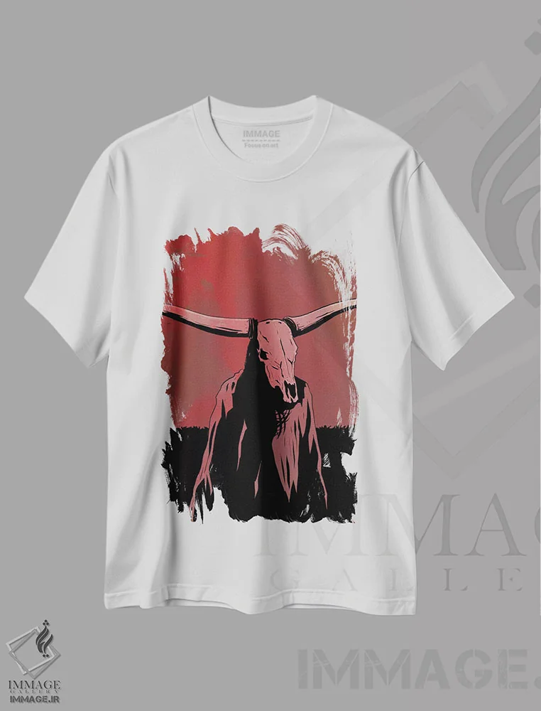 تیشرت سفید طرح دار جمجمه اثر جوزپه کریستیانو | immage.ir