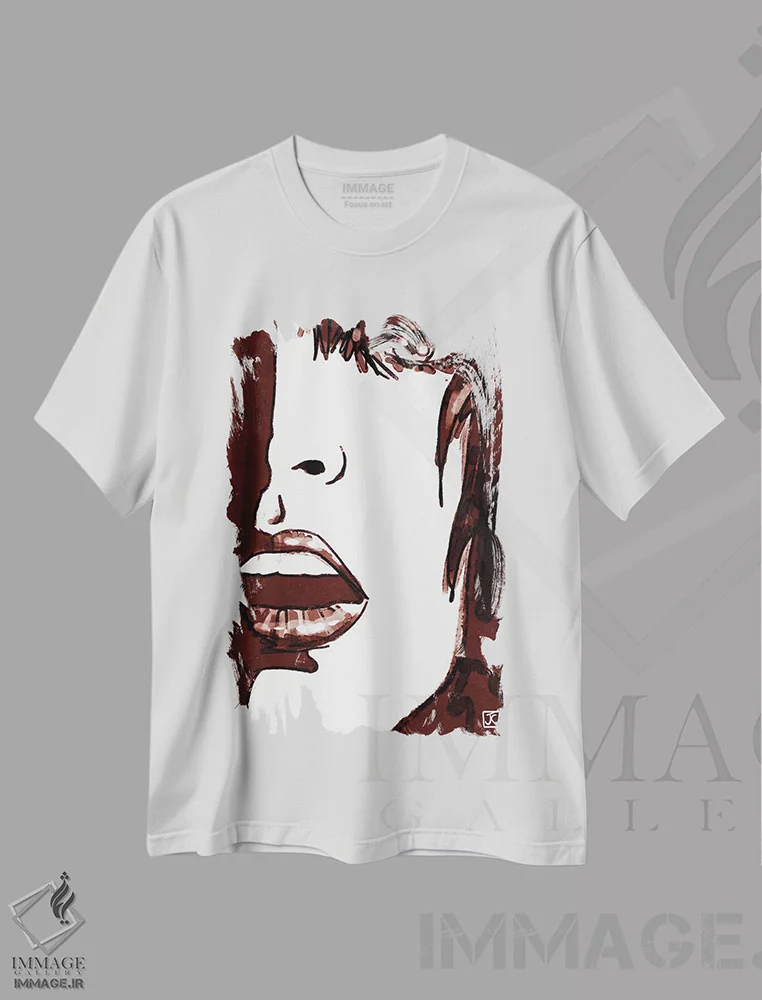 تیشرت سفید طرح دار نگاه خیره در قرمز اثر جوزپه کریستیانو | فروشگاه ایماژ