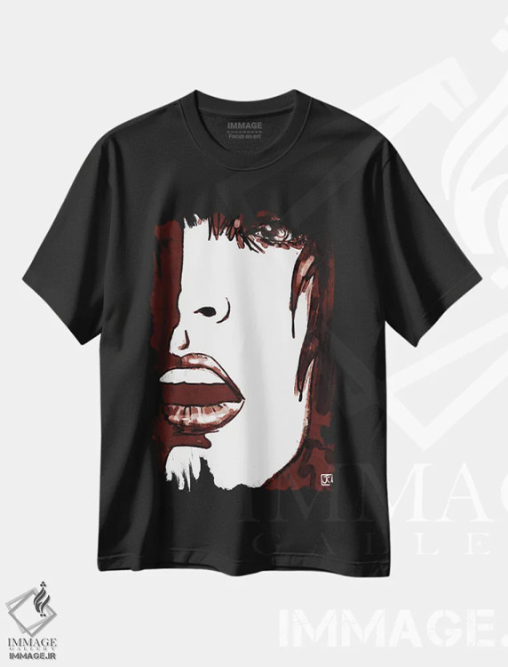تیشرت مشکی طرح دار نگاه خیره در قرمز اثر جوزپه کریستیانو | immage.ir