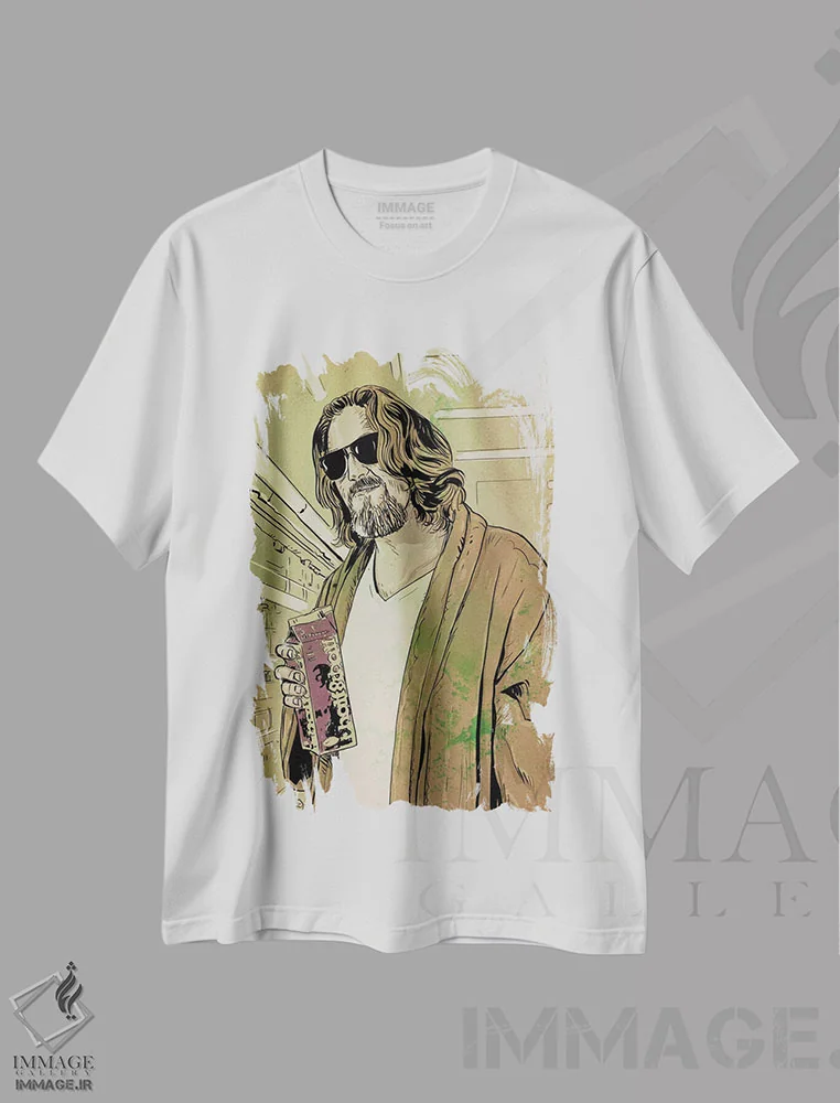 تیشرت سفید طرح دار لبوفسکی بزرگ: جفری "داد" لبوفسکی اثر جوزپه کریستیانو | immage.ir
