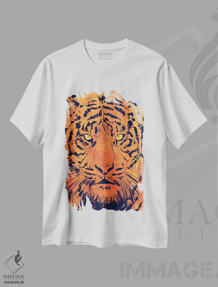 تیشرت سفید طرح دار ببر اثر جوزپه کریستیانو | فروشگاه ایماژ