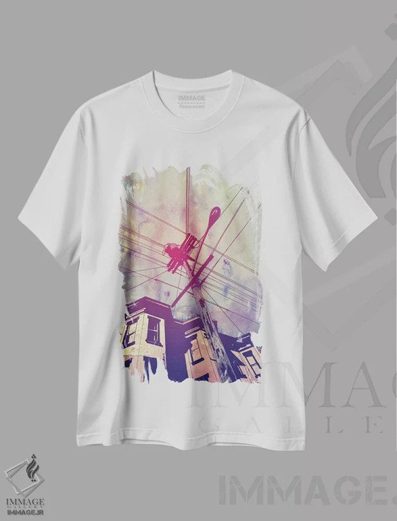 تیشرت سفید طرح دار سیم ها ۱ اثر جوزپه کریستیانو | immage.ir