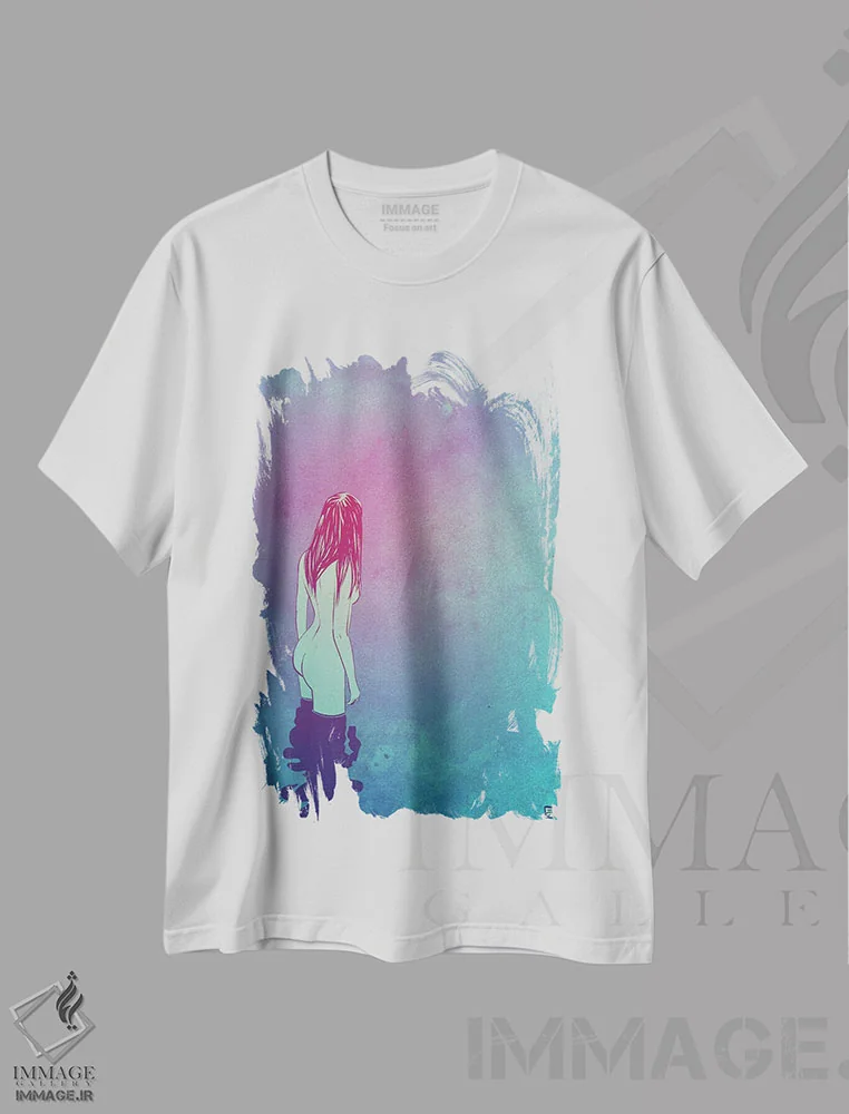 تیشرت سفید طرح دار شنا به صورت عریان اثر جوزپه کریستیانو | immage.ir