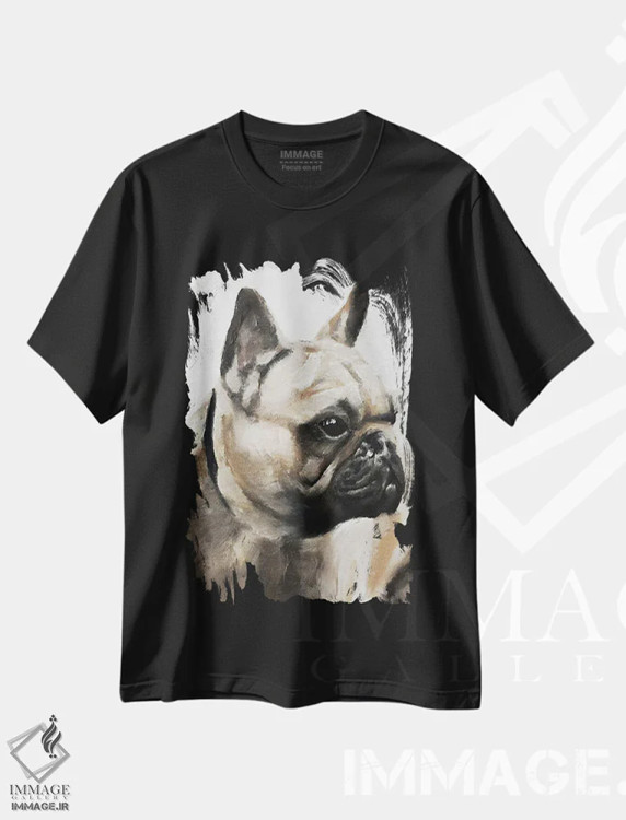 تیشرت مشکی طرح دار پاگ جدی، دکور معاصر اثر جیمز کوتز | فروشگاه ایماژ