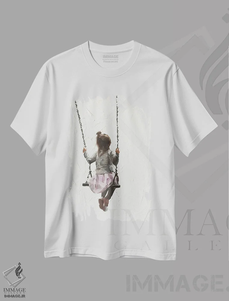 تیشرت سفید طرح دار زمان تاب خوردن، دکور معاصر اثر جیمز کوتز | immage.ir