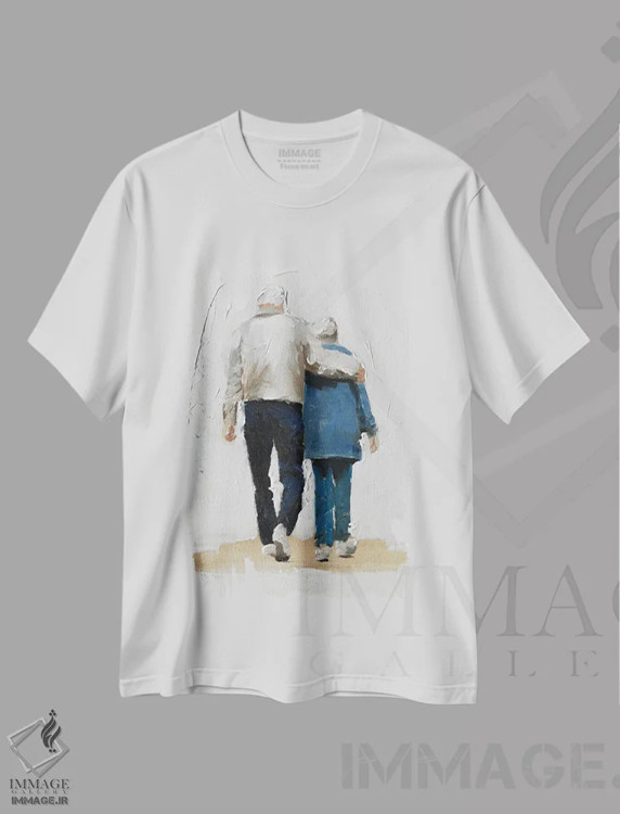 تیشرت سفید طرح دار تا ابد با هم، دکور معاصر اثر جیمز کوتز | فروشگاه ایماژ