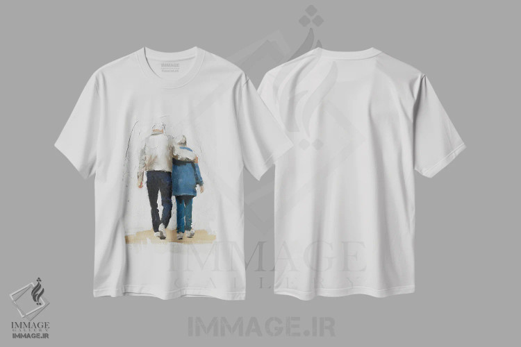 تیشرت سفید طرح دار تا ابد با هم، دکور معاصر اثر جیمز کوتز | فروشگاه ایماژ