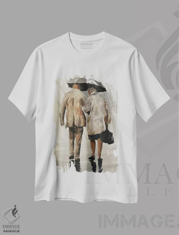تیشرت سفید طرح دار با هم از طوفان گذشتن، دکور معاصر اثر جیمز کوتز | immage.ir