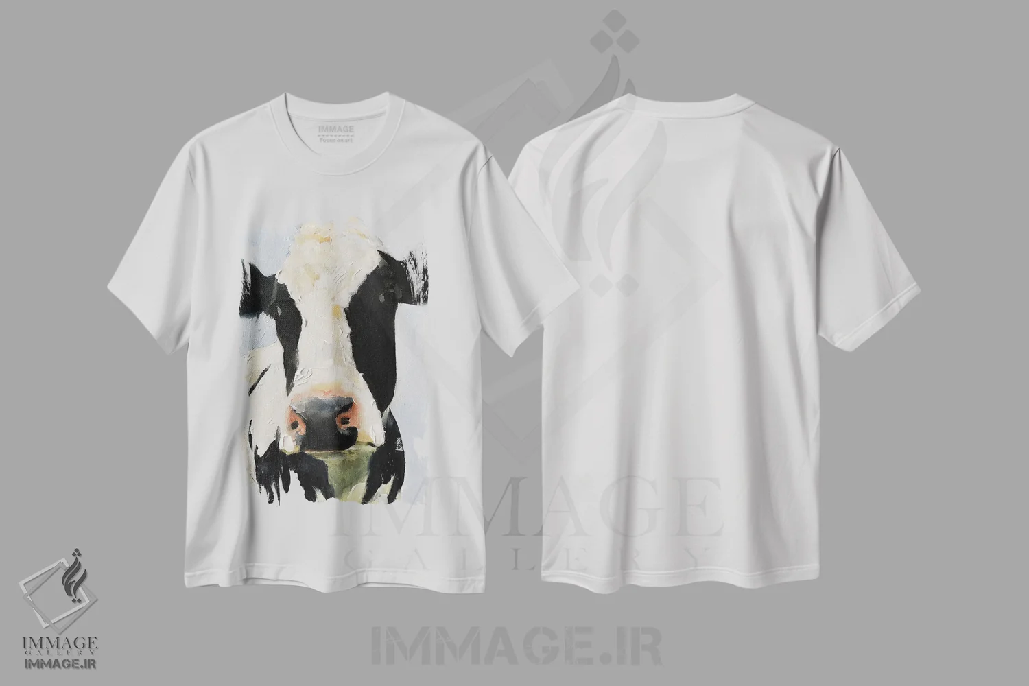 تیشرت سفید طرح دار گاو سیاه و سفید، دکور معاصر اثر جیمز کوتز | immage.ir