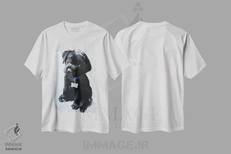 تیشرت سفید طرح دار توله سگ لابرادور سیاه، دکور معاصر اثر جیمز کوتز | فروشگاه ایماژ