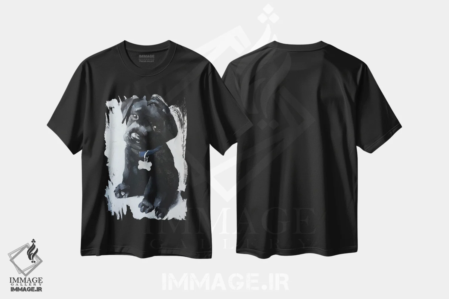 تیشرت مشکی طرح دار توله سگ لابرادور سیاه، دکور معاصر اثر جیمز کوتز | immage.ir