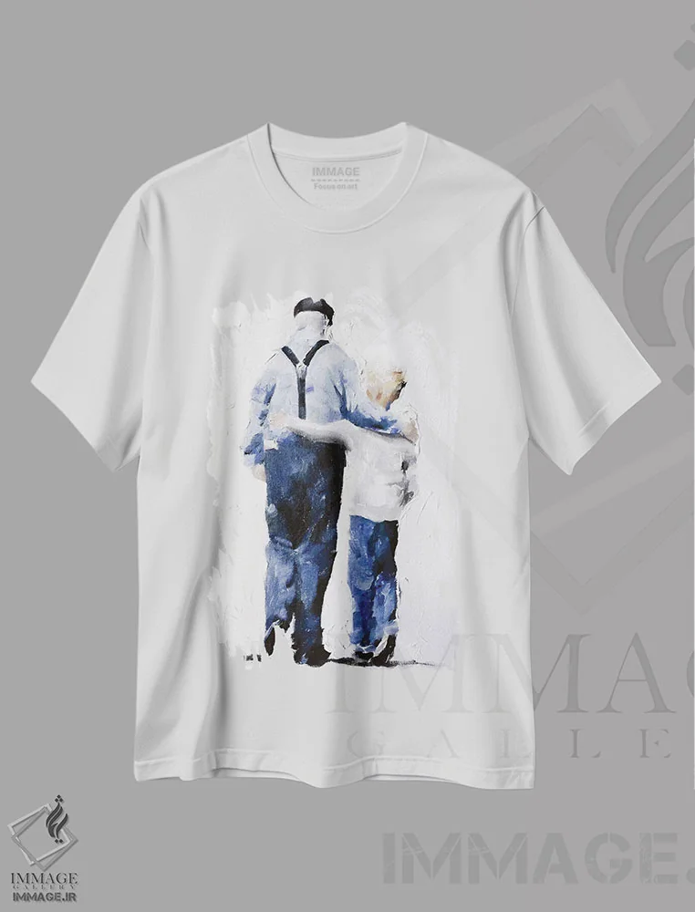 تیشرت سفید طرح دار من پدربزرگم را دوست دارم، دکور معاصر اثر جیمز کوتز | immage.ir