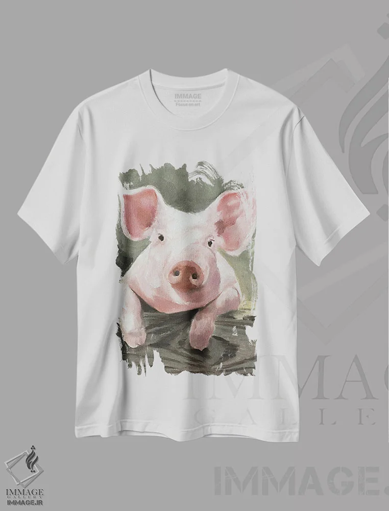 تیشرت سفید طرح دار یک خوک، دکور معاصر اثر جیمز کوتز | immage.ir