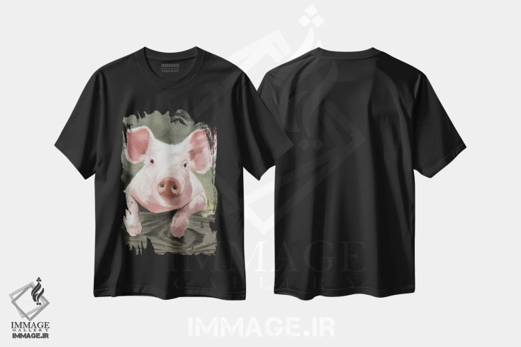 تیشرت مشکی طرح دار یک خوک، دکور معاصر اثر جیمز کوتز | فروشگاه ایماژ