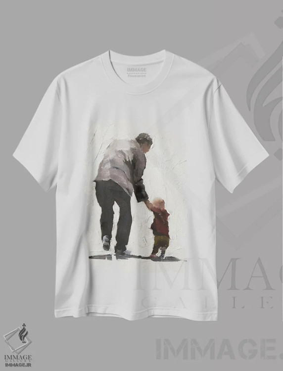 تیشرت سفید طرح دار من و پدربزرگم، دکور معاصر اثر جیمز کوتز | فروشگاه ایماژ